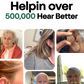 Advertisement for Sonovia Pro 2 hearing aid, showing people with hearing issues and text about helping over 500,000 hear better.